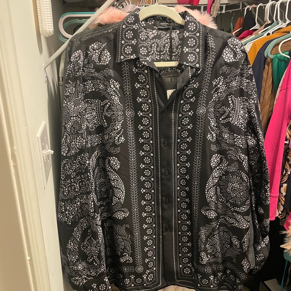 Chico's Black and White versace silk shirt